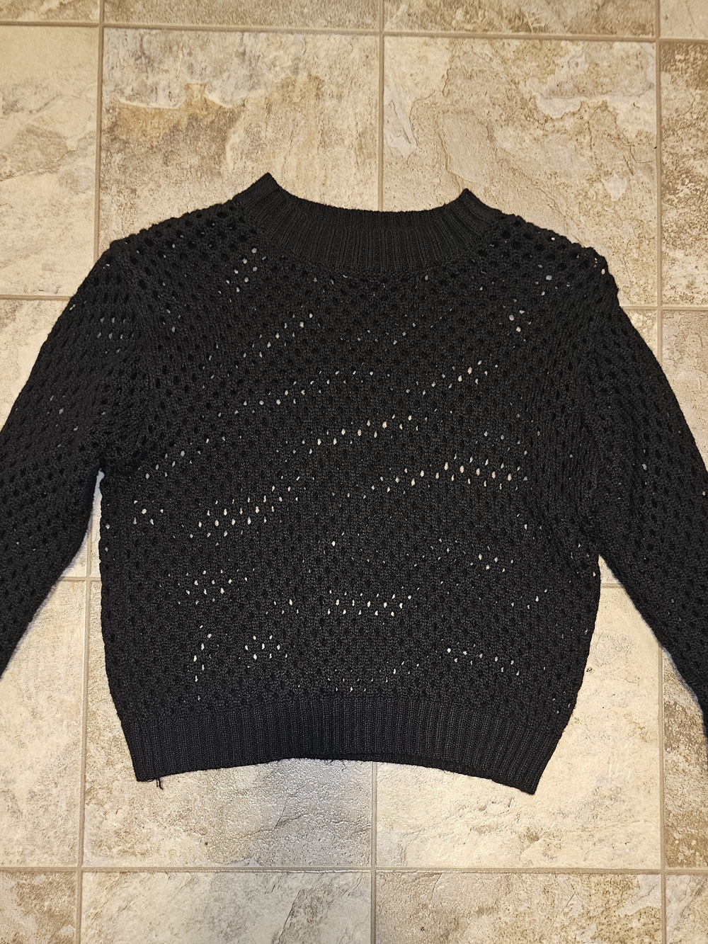 Rue21 Black Open-Knit Crewneck Sweater